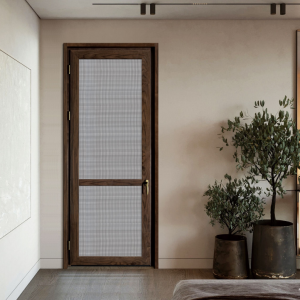 Glass Entry Door Series KS138 OU Aluminum-wood Composite Awning Door with Screen